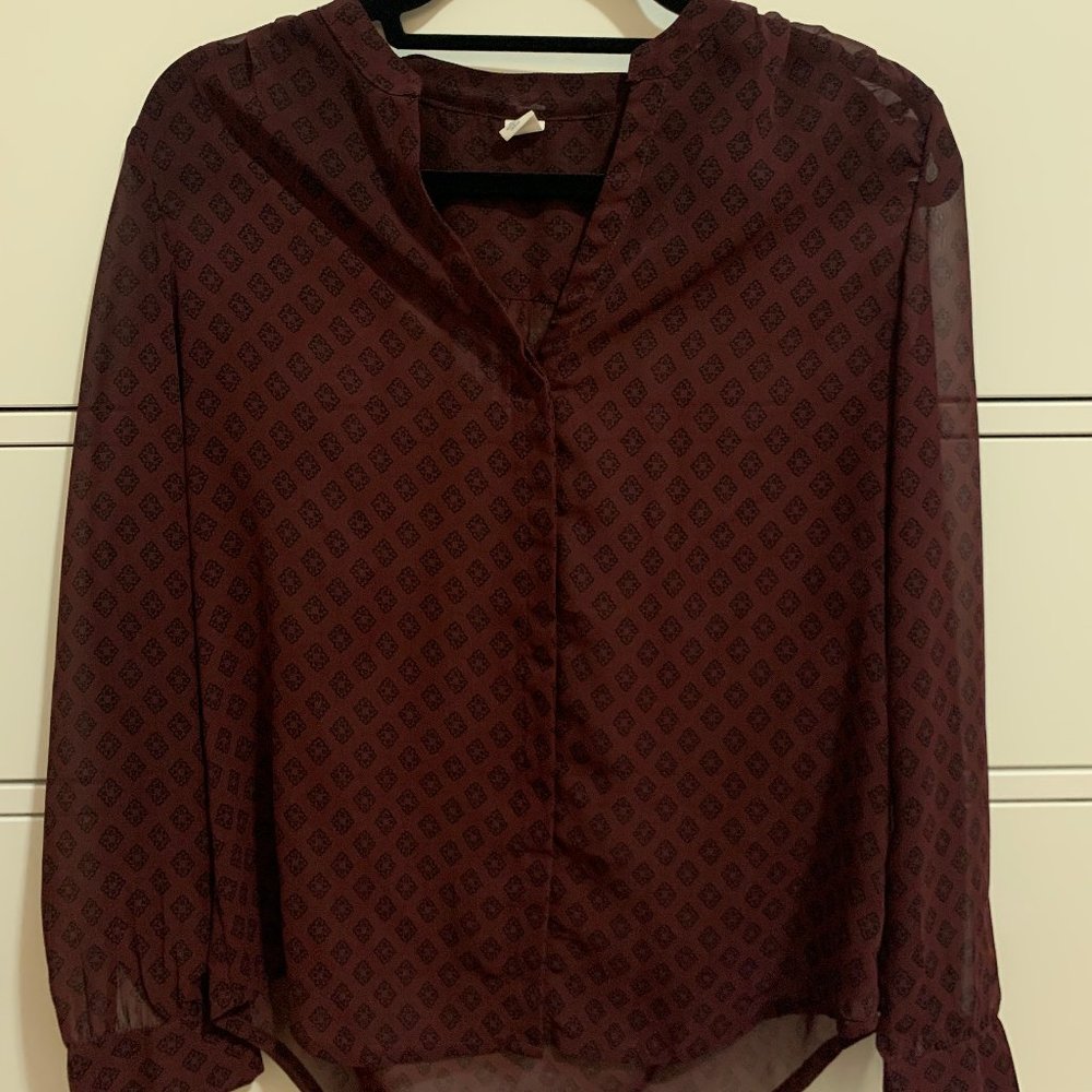 Old Navy Maroon Button Down Blouse